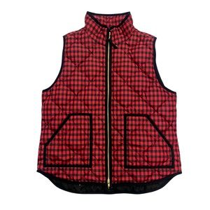 J. Crew Factory Red & Black Plaid Vest | Large